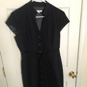 Short Sleeve Navy Blue Button Up Dress